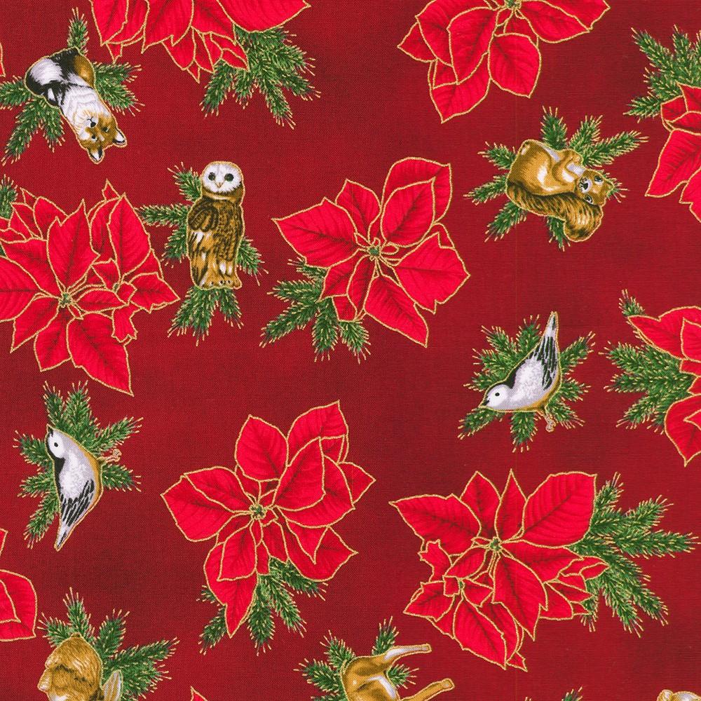 robert kaufman fabrics SRKM-23702-113 CRANBERRY from Holiday Flourish - Forest Glen