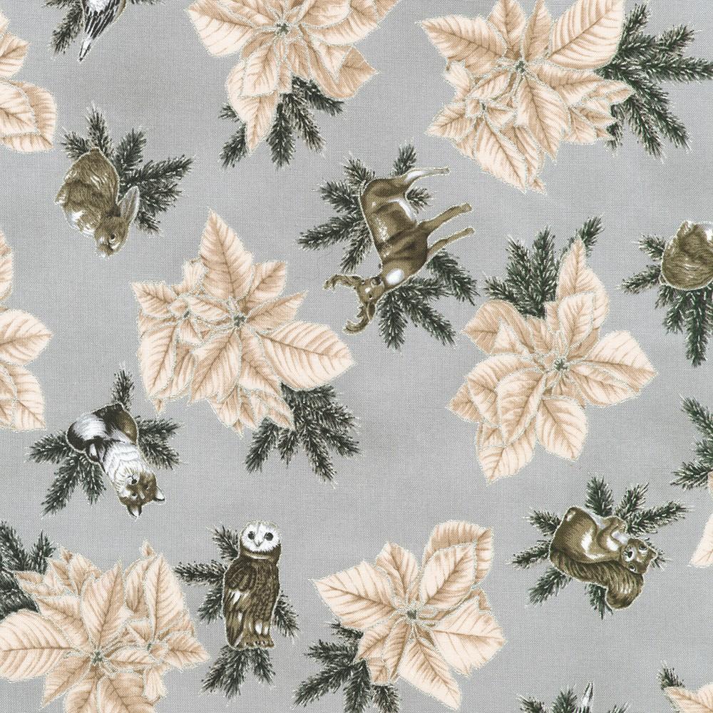 robert kaufman fabrics SRKM-23702-186 SILVER from Holiday Flourish - Forest Glen