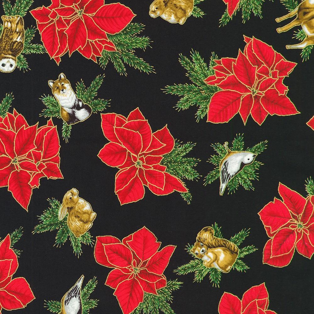 robert kaufman fabrics SRKM-23702-2 BLACK from Holiday Flourish - Forest Glen
