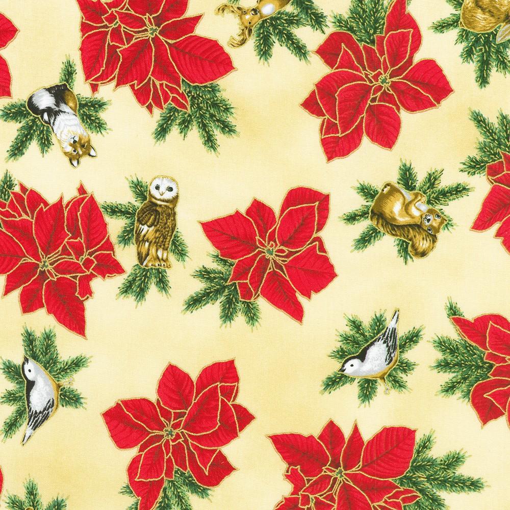 robert kaufman fabrics SRKM-23702-85 VANILLA from Holiday Flourish - Forest Glen