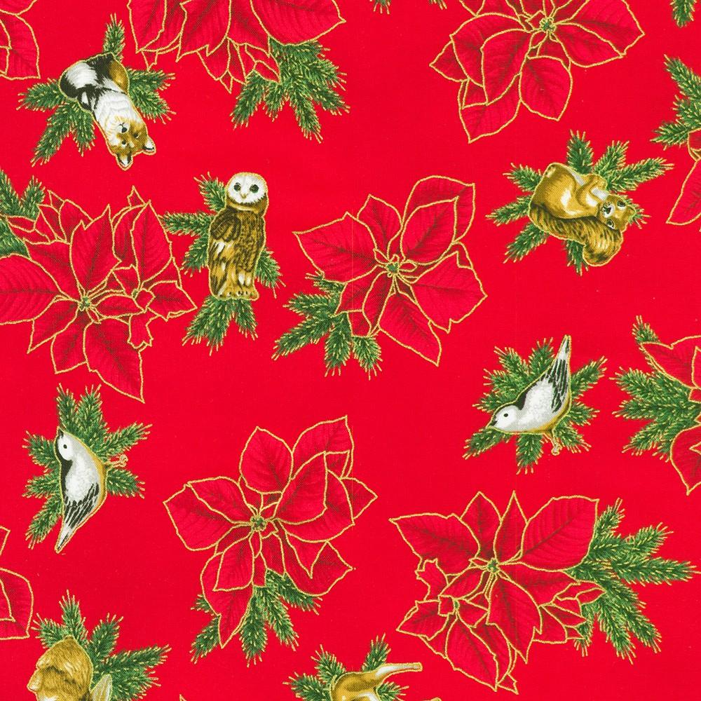 robert kaufman fabrics SRKM-23702-91 CRIMSON from Holiday Flourish - Forest Glen