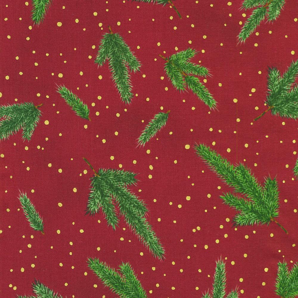 robert kaufman fabrics SRKM-23703-113 CRANBERRY from Holiday Flourish - Forest Glen