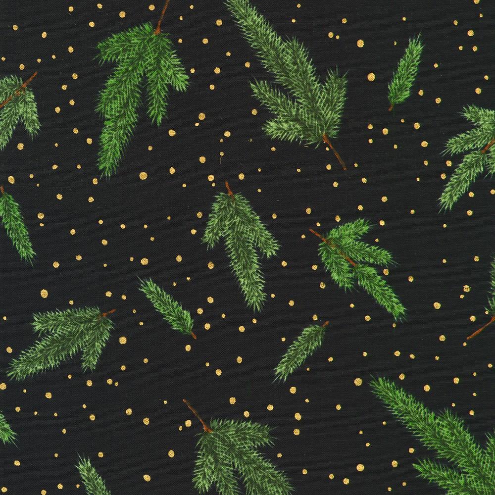 robert kaufman fabrics SRKM-23703-2 BLACK from Holiday Flourish - Forest Glen