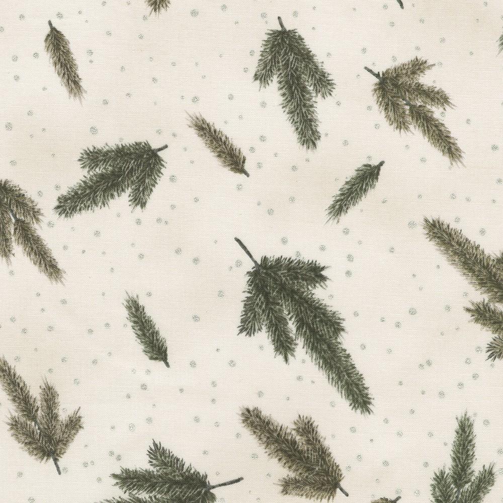 Robert Kaufman Fabrics SRKM-23703-303 BLANC From Holiday Flourish - Forest Glen