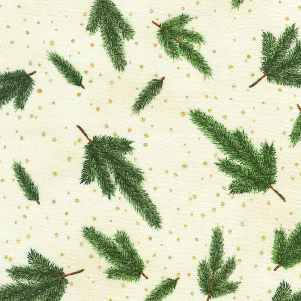 robert kaufman fabrics SRKM-23703-84 CREAM from Holiday Flourish - Forest Glen