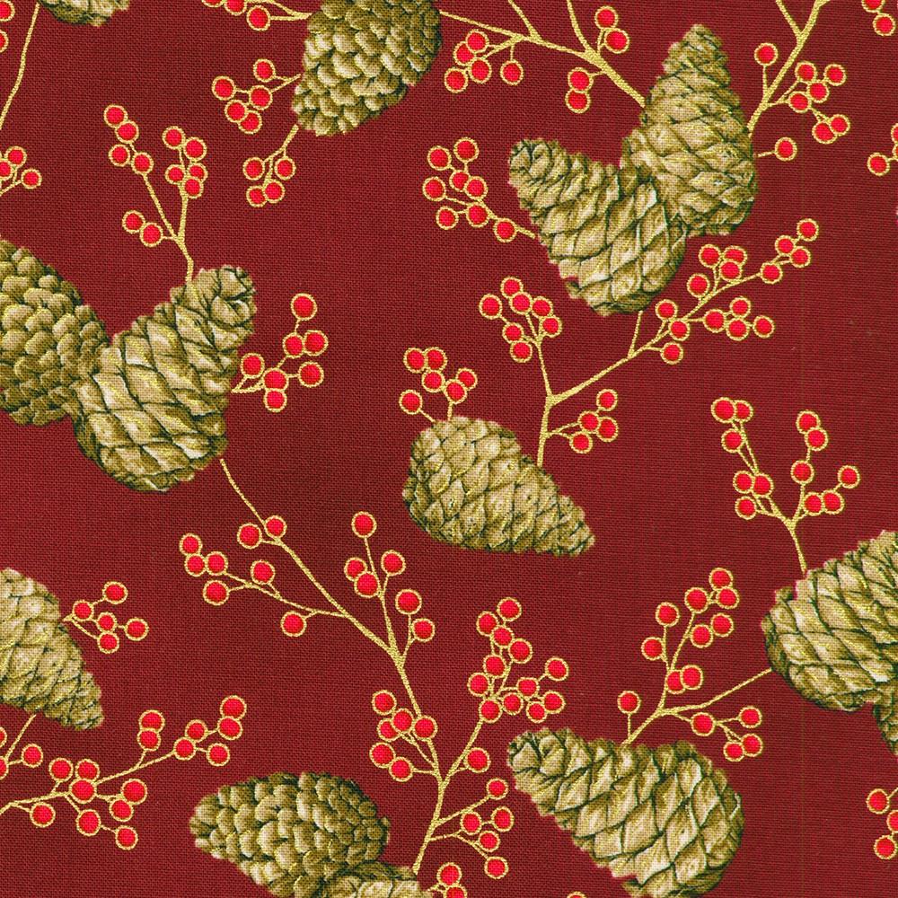 robert kaufman fabrics SRKM-23705-113 CRANBERRY from Holiday Flourish - Forest Glen