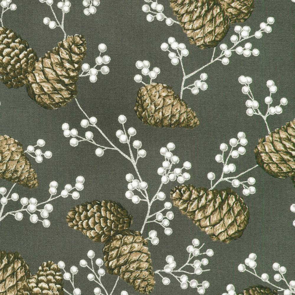 Robert Kaufman Fabrics SRKM-23705-184 CHARCOAL From Holiday Flourish - Forest Glen