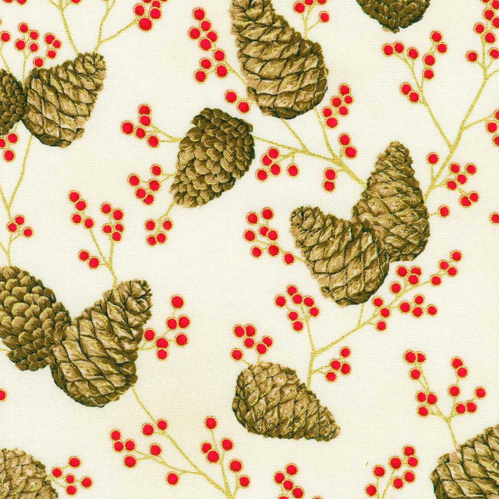 robert kaufman fabrics SRKM-23705-84 CREAM from Holiday Flourish - Forest Glen