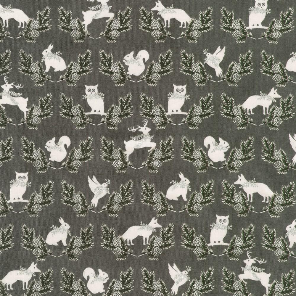 robert kaufman fabrics SRKM-23706-184 CHARCOAL from Holiday Flourish - Forest Glen