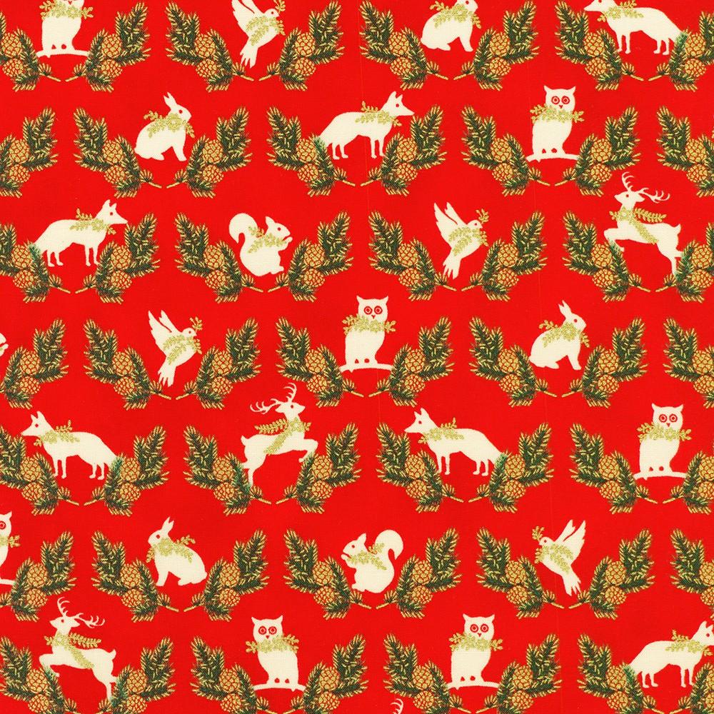 robert kaufman fabrics SRKM-23706-91 CRIMSON from Holiday Flourish - Forest Glen