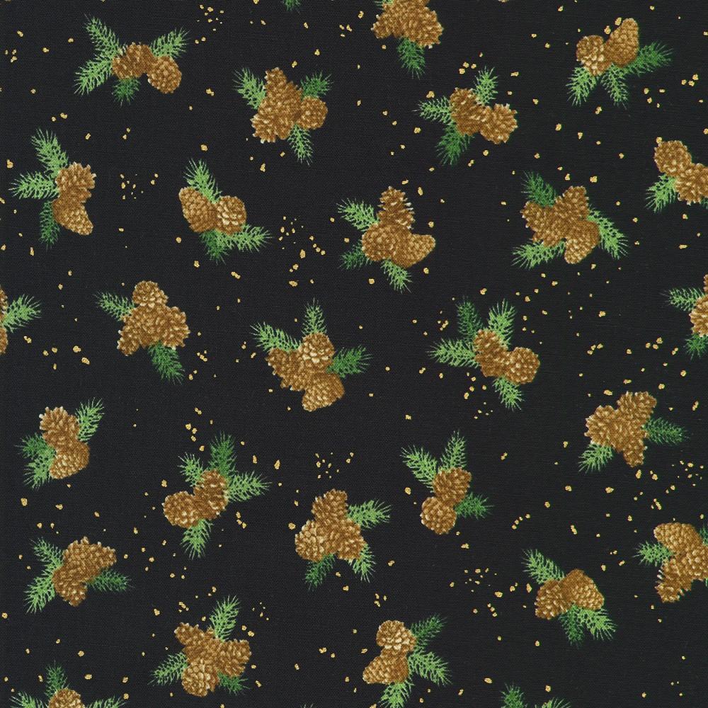 robert kaufman fabrics SRKM-23707-2 BLACK from Holiday Flourish - Forest Glen