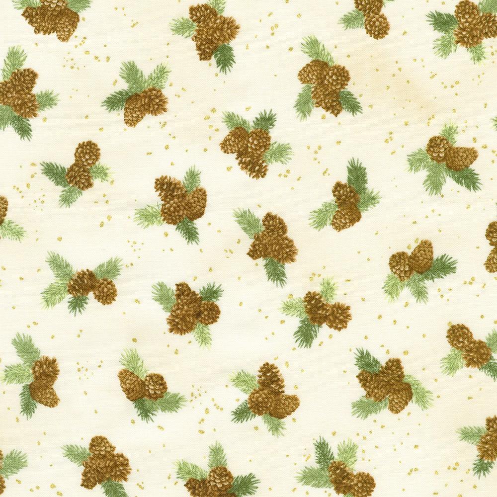 robert kaufman fabrics SRKM-23707-84 CREAM from Holiday Flourish - Forest Glen