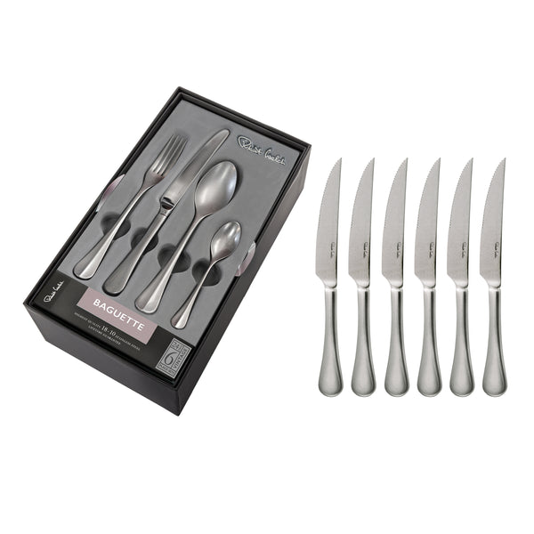 Robert Welch Baguette Vintage Cutlery Set 30 Piece For 6 People - 6 Free Steak Knives