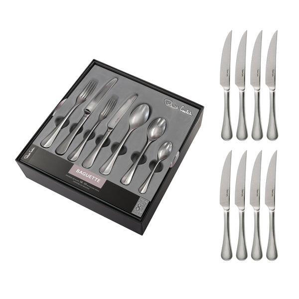 Robert Welch Baguette Vintage Cutlery Set 64 Piece For 8 People - 8 Free Steak Knives