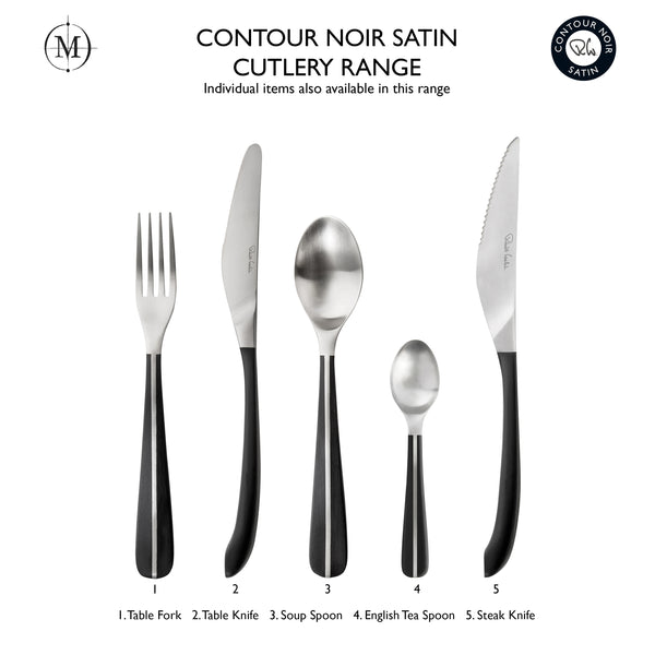 Robert Welch Contour Noir Satin Cutlery Set 24 Piece For 6 People
