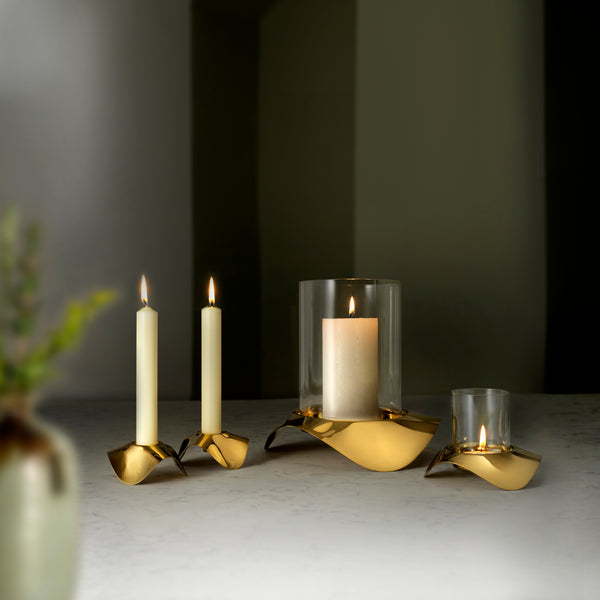Robert Welch Drift Dawn Hurricane Tealight And Candle Holder Set Of 3