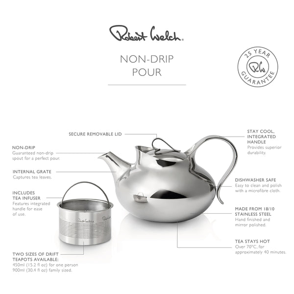 Robert Welch Drift Teapot 450 Ml With Small Tea Infuser