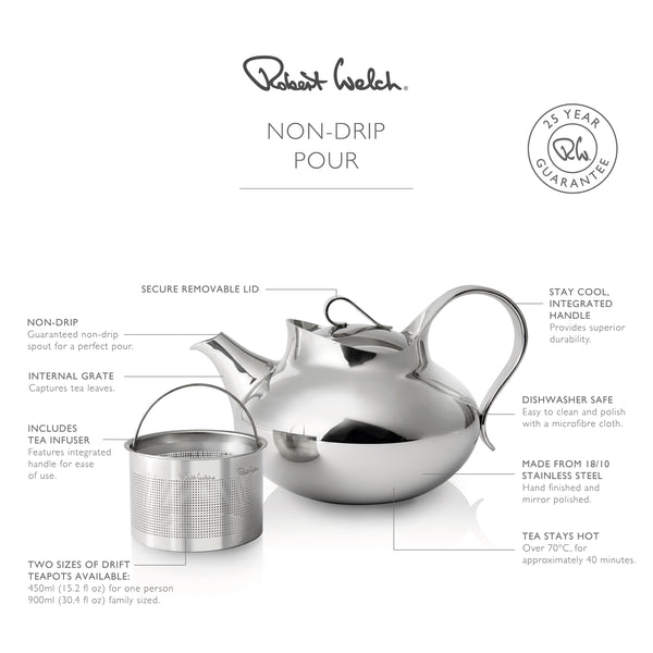Robert Welch Drift Teapot 900 Ml With Large Tea Infuser