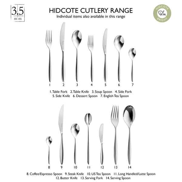 Robert Welch Hidcote Bright Cutlery Set 64 Piece For 8 People - 8 Free Steak Knives