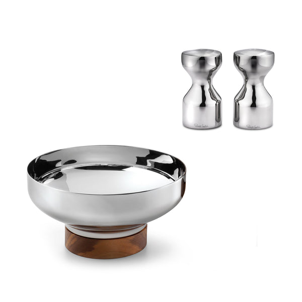 robert welch Limbrey Bright Salt & Pepper Shakers (Stainless Steel) with a Small Limbrey Bowl Set