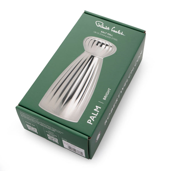 Robert Welch Palm Bright Stainless Steel Medium White Salt Mill