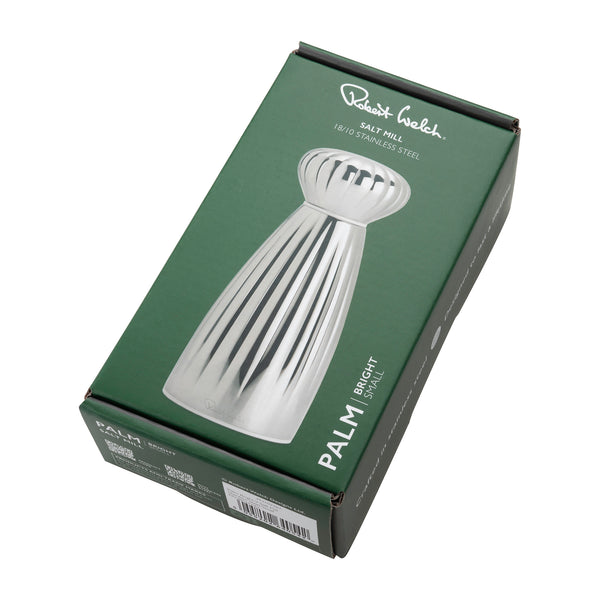 Robert Welch Palm Bright Stainless Steel Small White Salt Mill