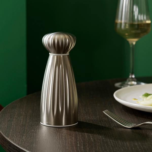 Robert Welch Palm Satin Stainless Steel Medium White Salt Mill