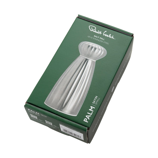 Robert Welch Palm Satin Stainless Steel Small White Salt Mill