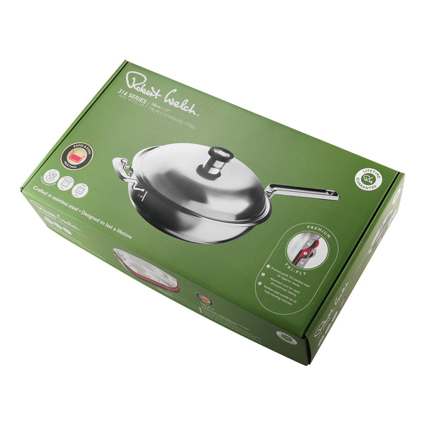 Robert Welch 316 Series Cookware Wok With Lid 28cm
