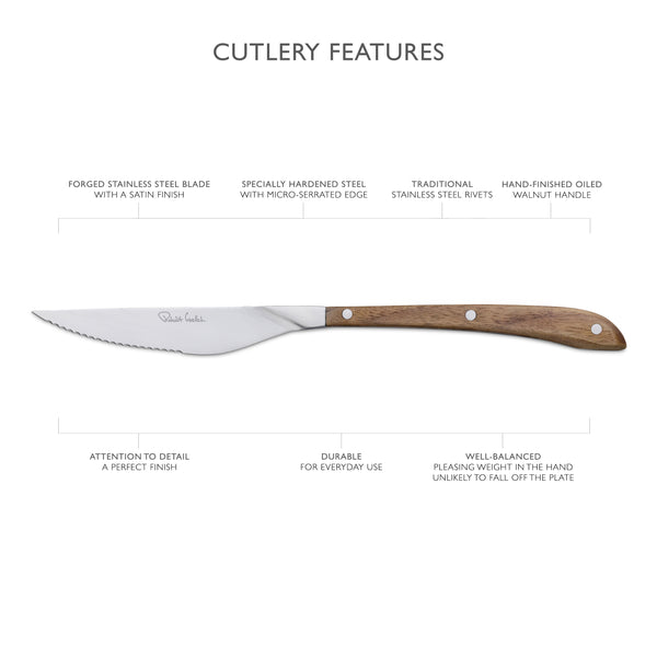 Robert Welch Contour Walnut Steak Knife Set Of 4