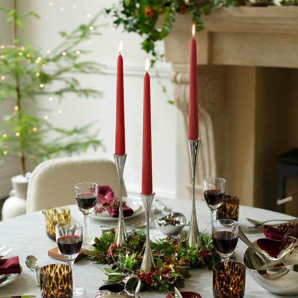 Robert Welch Red Dinner Candle 25cm Set Of 2