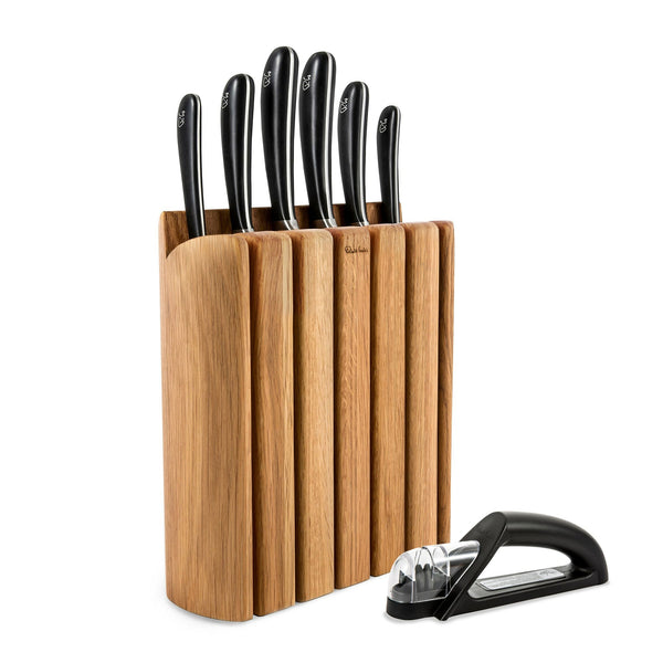 robert welch Signature Book Oak Knife Block Set with Knife Sharpener