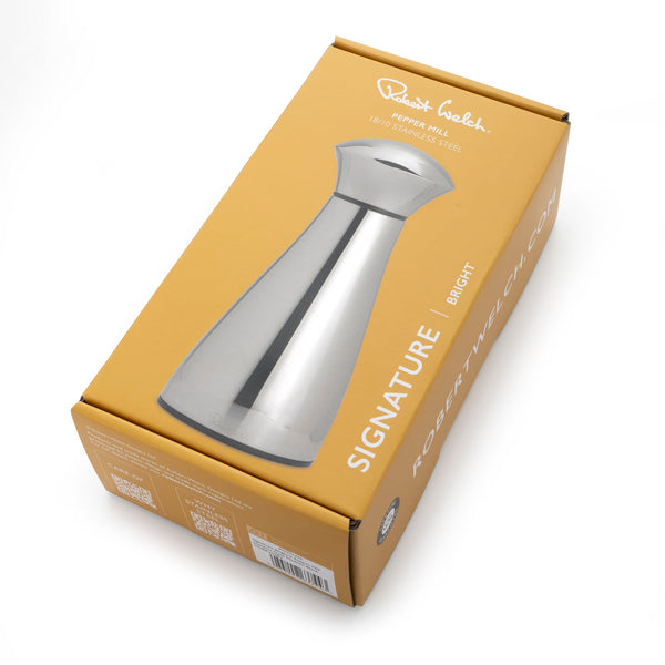 Robert Welch Signature Bright Stainless Steel Medium Black Pepper Mill