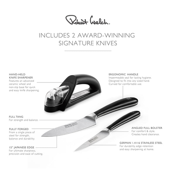 Robert Welch Signature Kitchen Knife Set With Knife Sharpener