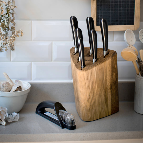 Robert Welch Signature Prism Oak Knife Block Set With Knife Sharpener