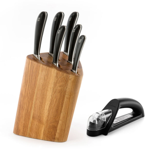 robert welch Signature Prism Oak Knife Block Set with Knife Sharpener