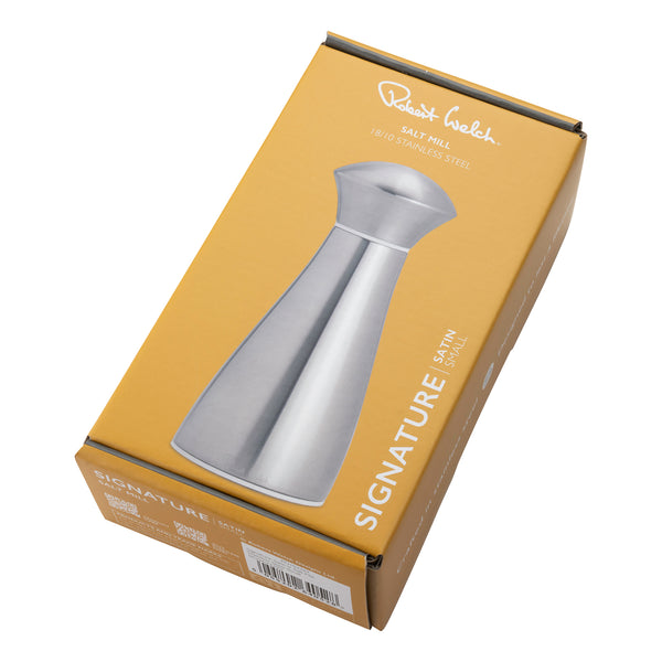 Robert Welch Signature Satin Stainless Steel Small White Salt Mill