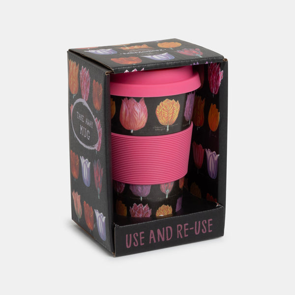 Robin Ruth Coffee To Go Mug - Tulips Black