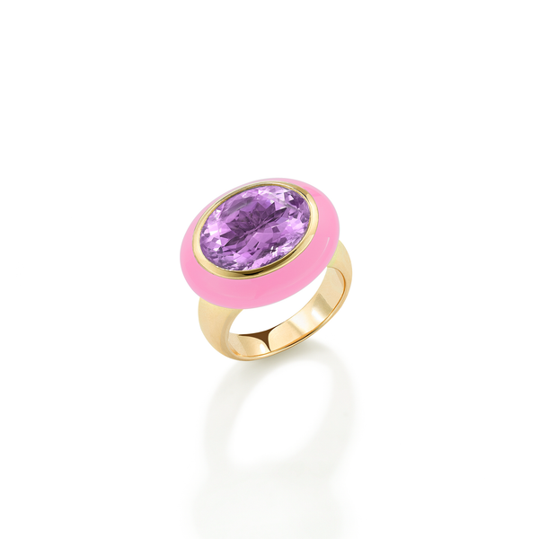 robinson pelham Arena Amethyst and Light Pink Enamel Ring