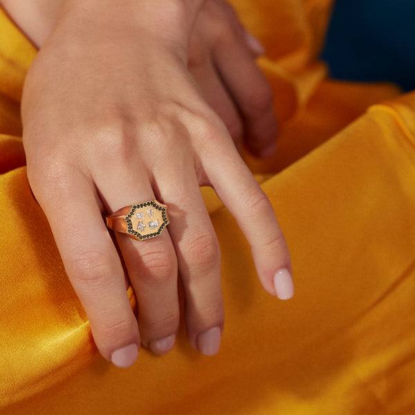 Robinson Pelham Eye Die 4 U Signet Ring Black Diamond