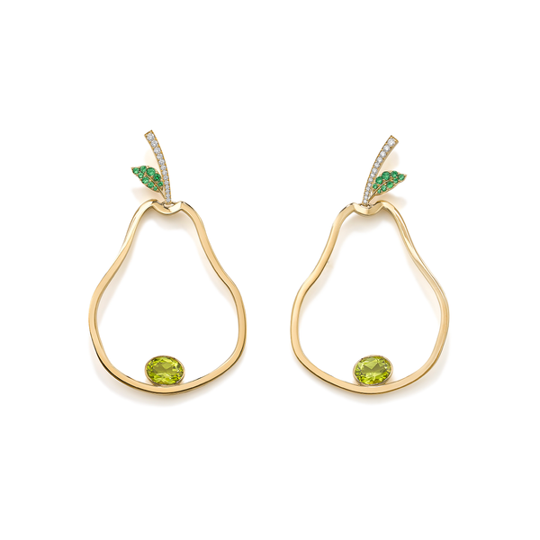 robinson pelham Fruits of Love Pear tsavourite and peridot earrings