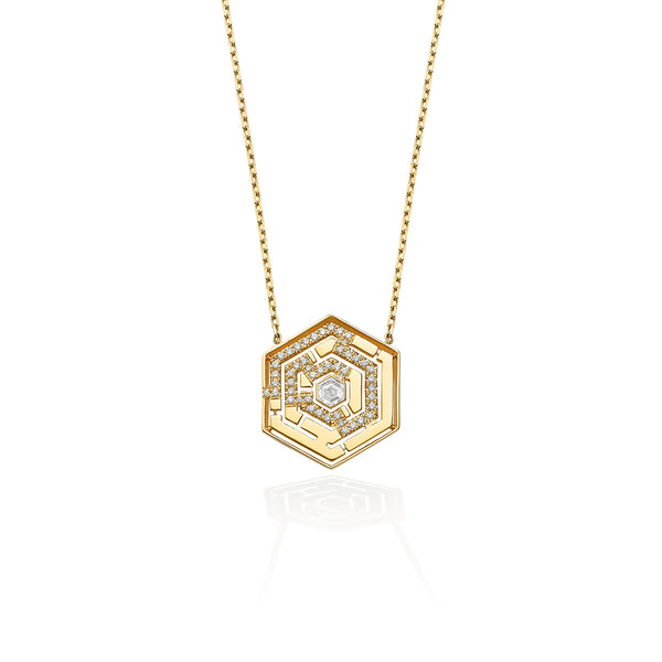 robinson pelham Labyrinth Hexagonal Diamond Pendant