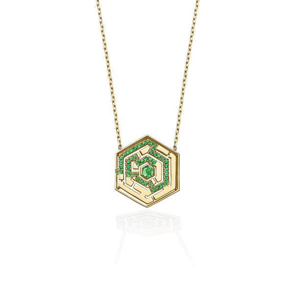 robinson pelham Labyrinth Hexagonal Tsavorite Pendant