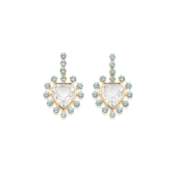 robinson pelham Mini Daystar Blue Topaz Rock Crystal Earrings