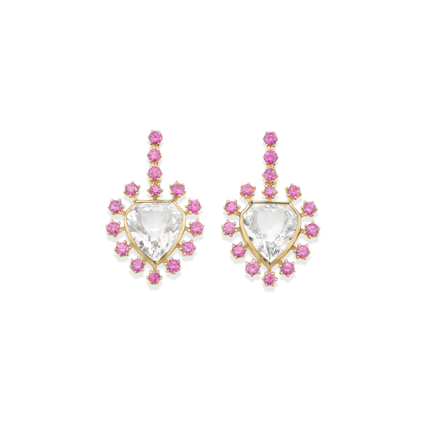 robinson pelham Mini Daystar Pink Sapphire Rock Crystal Earrings