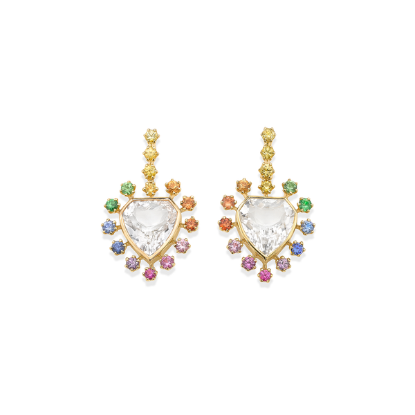 robinson pelham Mini Daystar Rainbow Rock Crystal Earrings