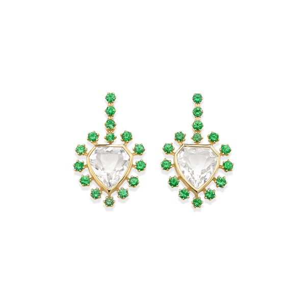 robinson pelham Mini Daystar Tsavorite Rock Crystal Earrings