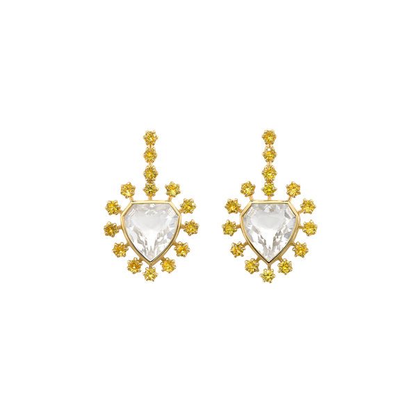 robinson pelham Mini Daystar Yellow Sapphire Rock Crystal Earrings