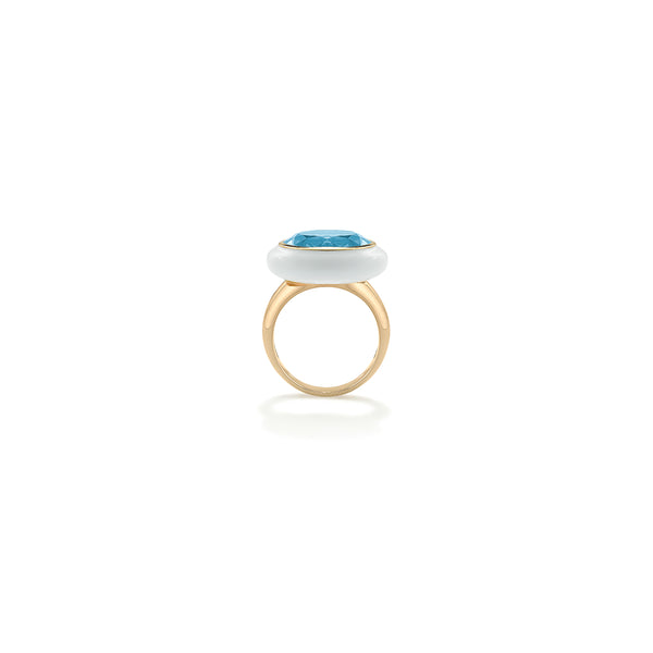 Robinson Pelham Blue Topaz White Enamel Arena Ring