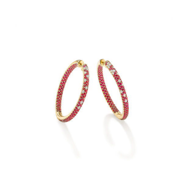 robinson pelham Disco Hoop Earrings Ruby